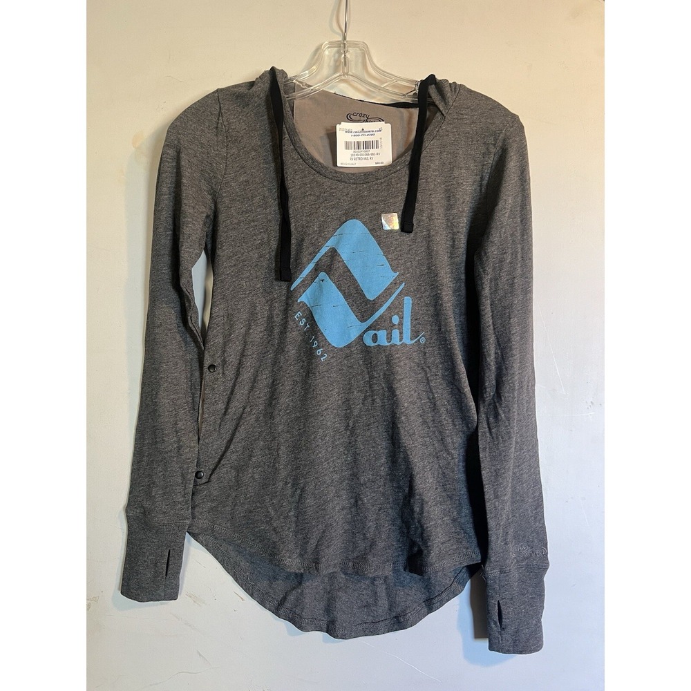 CRAZY SHIRTS WOMENS HOODIE SIZE‎ XS GREY RV RETRO VAIL RV PULLOVER Finger Hole
